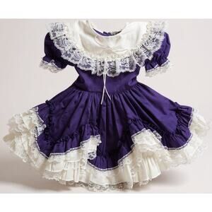 Vintage Lid'l Dolly's Purple Southern Belle Ruffle Pageant Dress Lace Sz 4 1995